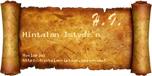 Hintalan István névjegykártya